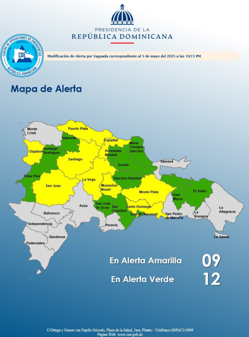 9 provincias en alerta por incidencia de vaguada